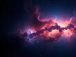 © Somnuek - Deep cosmic nebula with glowing gas clouds and distant stars,  serene,  colorful