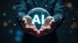 © Alex Pios - Handshake hands surrounding a glowing bubble with the letters AI inside suggesting innovation technology and potential in artificial intelligence