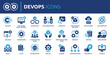 © Icons-Studio - DevOps icon collection, containing software development, deployment, operate, monitor, testing, collaboration and more. Solid vector icons set.