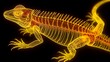 © Lucy - X-ray vision of lizard skin showing intricate bone patterns like living armor, glowing with biological energy.