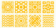 © Rathin - Collection of yellow geometric patterns in a square grid on white background