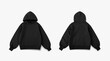 © DekGrafis - black oversized hoodie on white background, black hoodie from front and back side