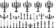 © Farzana - Set of black vector silhouettes of vintage candelabras and candlesticks with burning candles, isolated on white background for interior decoration design.