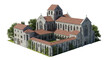 © ArsiStudio - Detailed 3D Render of Historical Romanesque Abbey or Monastery Building Model isolated on Transparent Background