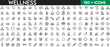 © Mofazzelh - line icons related to wellness, wellbeing, mental health, healthcare, cosmetics, spa, medical. Outline icon collection. Editable stroke. Vector illustration. with white background
