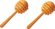 © Md - Two wooden honey dippers with grooved heads isolated on transparent background