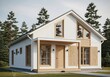 © Mohammed - Contemporary white house design with wood siding and large windows