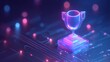 © uu - Neon trophy on circuit board render