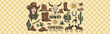 © MD - Illustrated cowgirl themed design featuring desert elements such as cacti horses and western accessories