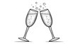 © rafe - Two champagne flutes clinking together with bubbles rising in a celebratory toast illustration