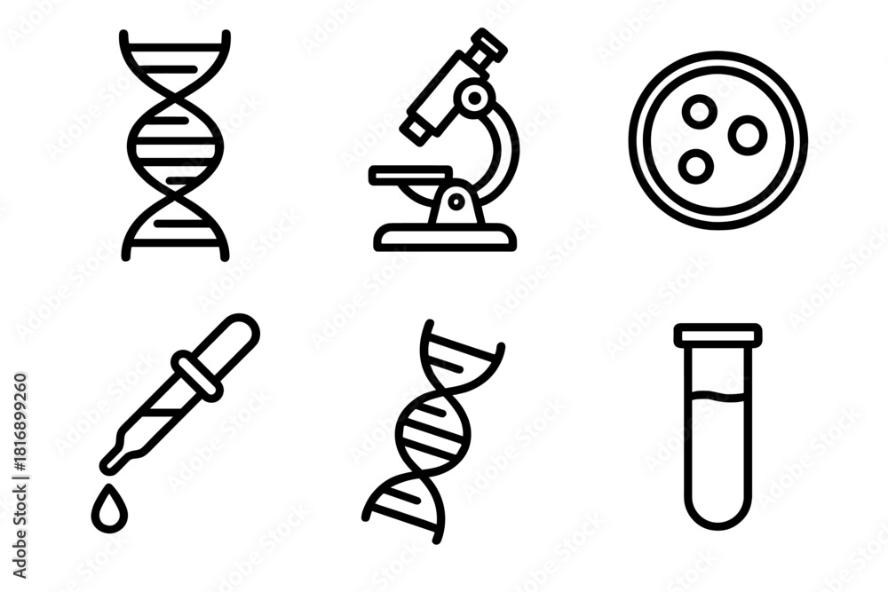 DNA Science Icons. DNA Science linear icon set. double helix ...