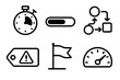 © peppastocker - Productivity Icon Set. Work Productivity Set linear icon set: timer, progress bar, workflow arrows, priority tag, goal flag, efficiency gauge