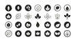 © punduh - Monochrome leaf icon set featuring diverse botanical foliage in elegant vector silhouettes