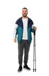 © Pixel-Shot - Sporty man with walking poles on white background