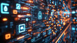 © Alice_Fame - Futuristic cybersecurity network with symbols, encrypted data flow, neon digital grid. Online privacy, data protection, secure systems. Background for Black Friday or Cyber Monday promotion concepts.