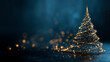 © eshana_blue - Abstract christmas tree forming from golden particles on a dark blue background with bokeh and copy space
