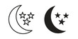 © JonathanC - Moon stars icon in line design. Simple icon vector
