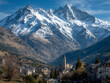 © john - Vue sur le village d'Aussois et les montagnes enneigées de la Haute-Maurienne (France)