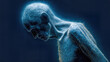 © Pedro - A surreal, illuminated, blue-toned image of an emaciated person with a somber expression