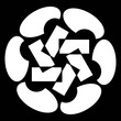 © Normalita - White geometric floral mandala on black background.