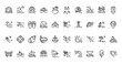 © Izzat - 40 set of outline web coastline icons such as cliff, bikini, wave, beach, beach, coastline, crab vector thin icons for report, presentation, diagram, web design, mobile app
