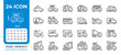 © IMG visuals icons - Service vehicles pixel perfect line icons set. Emergency transport, public transit. Construction machinery. Isolated vector outline illustrations. Thin lineart iconset symbols. Editable stroke