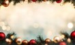 © VictoriaEmerson - Evergreen branches with red and gold ornaments framing a soft bokeh background, preparing for winter celebrations