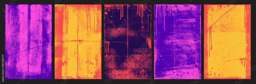 Urban punk textures with neon graffiti and distressed grunge background ...