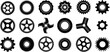© Niju - Collection of various gear wheels and cogs in black silhouette