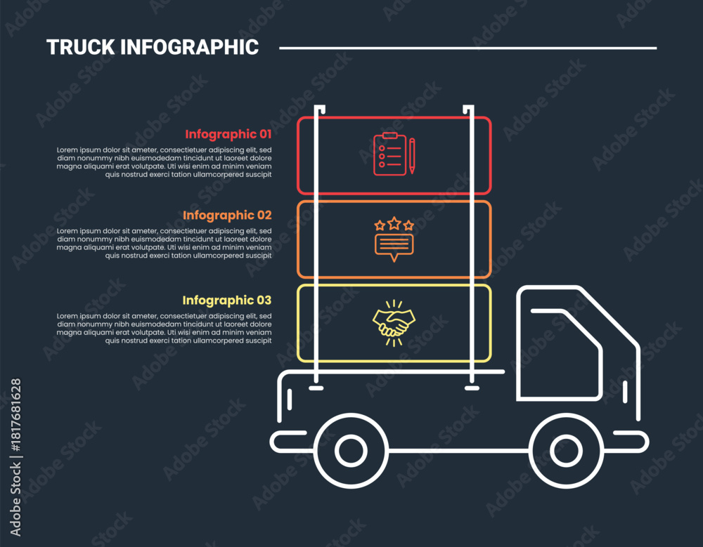 truck logistics transportation infographic process diagram with truck ...