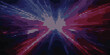 © Danchai - Dynamic abstract background featuring red, white, and blue streaks radiating in a Union Jack pattern, rendered in a halftone dot grid. Visualizes digital data explosion, UK patriotism.