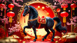 © StillSujith - Elegant luxury red and gold Chinese Horse New Year 2026 Background, Traditional Chinese New Year festival with zodiac symbols