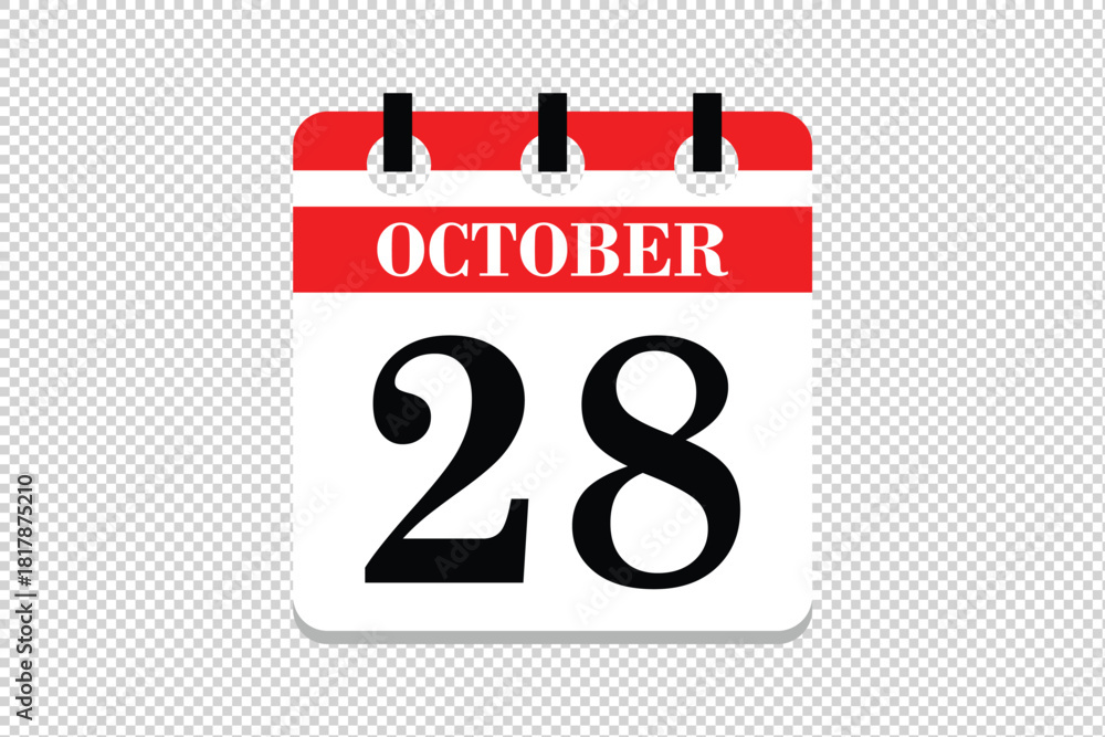 Vetor 28 October Calendar icon vector, 28 dates of October month ...