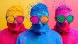 © minny - Energetic holi festival dancers in vibrant colors urban setting portrait photography festive atmosphere