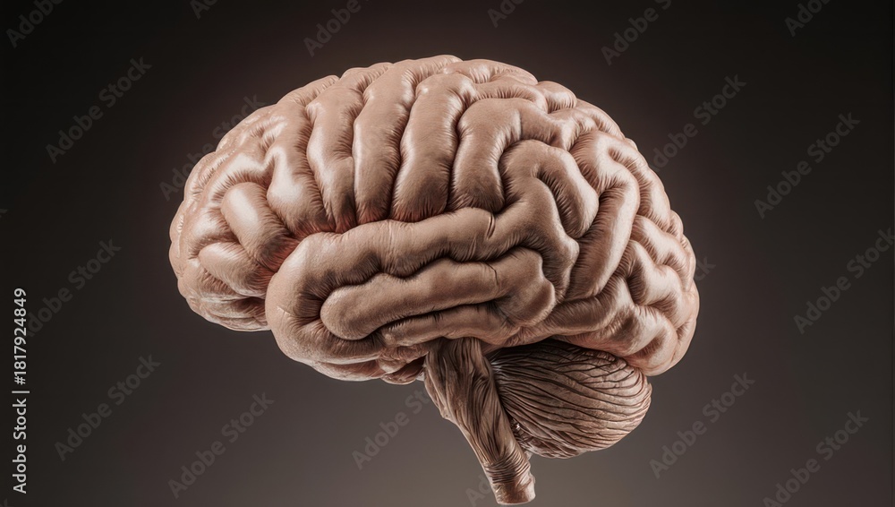 Detailed Human Brain Anatomy Model Side View Realistic Rendering. Stock ...