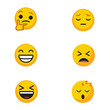 © Joy - Collection of six different expressive yellow emoji faces on white background