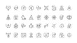 © GrandDesign - A set of vector icons representing AI-powered digital Christmas technologies, featuring smart gifts, virtual decorations, and seasonal retail tools, created in line style with editable stroke