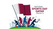© Avra - Qatar National Sports Day Celebration with Athletes, Flag and Urban Landscape