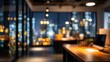 © Matthew - A night-time view of a beautifully abstract, blurred office interior room. The working space is depicted with a defocused effect, creating a soft and elegant ambiance that highlights the room's modern