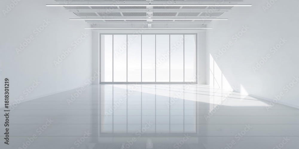 Window View Empty Large window with an empty interior view, serving as a background for ...
