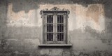 Vintage wooden window set against a cement wall, emphasizing aged architecture for historical preservation awareness