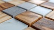 © niwat - Timber, tile Wallpaper with Wood, Square blocks. 3D Render