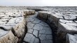 © Ayesh Creatives - A parched landscape reveals a deep fissure in the cracked earth, a stark reminder of droughts impact on the arid terrain and environment