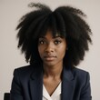 © Pixel Matrix - Cool Attractive confident 20-year-old African American student in close up headshot portrait with an afro hairdo and a calm demeanor
