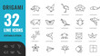 © Kmezel - Origami line editable icon set. Related Icons: fish, paper , fold, art, craft, creative. vector illustration Isolated on transparent background