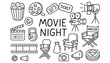 © Naseem - Movie night vector illustration cinema film doodle background