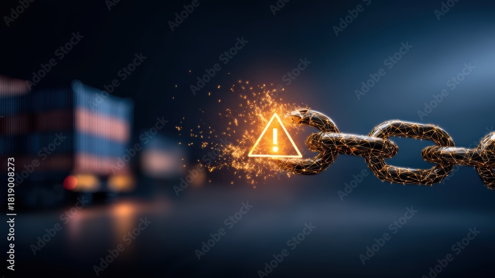 supply chain management logistics risk management. A glowing warning ...