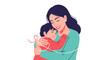 © Jolly - Mother hugging her child tightly with love isolated on