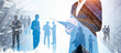 © ImageFlow - Silhouettes of business people overlaid with modern city buildings in abstract double exposure style on light background, concept of teamwork and strategy