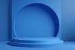 © Tohamina - A clean blue display stage with a two-tiered round podium and a large arched alcove